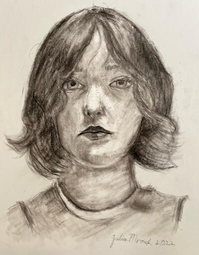Self Portrait, Charcoal Julia Mrozik 2022